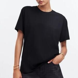 Madewell Cotton Relaxed Oversized Tee Black Size Medium NWT